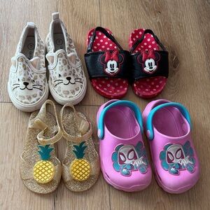 Cat & Jack Pink Spider Clogs and Gold Pineapple Sandals